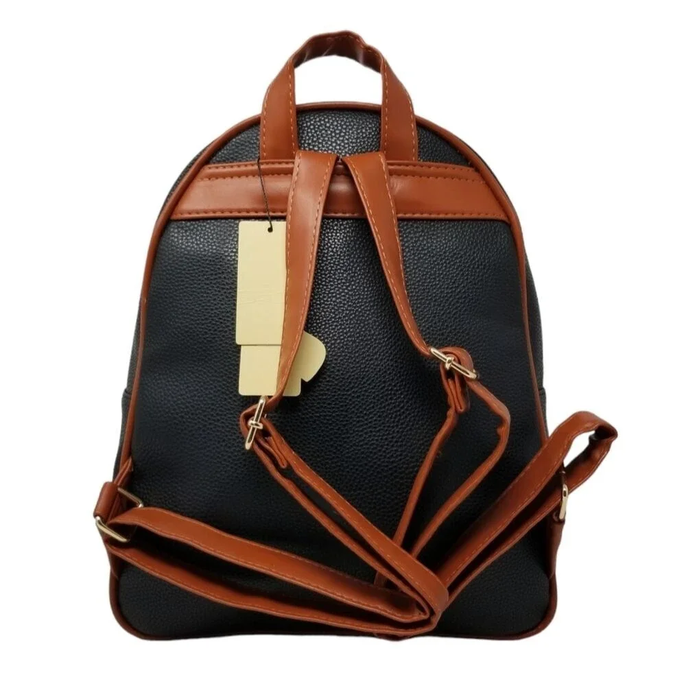Large Color Block Black Backpack Purse
